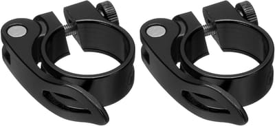 2 stuks fietszadelpenklem - 31,8 mm - Fietsklem - Vergrendelbare snelspanklem - Aluminium fietszadelpen snelspanring - Voor fiets, MTB, racefiets, zadelpenbuizen met een diameter van 27,2 mm en 28,6 mm - Zwart