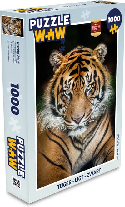 Puzzel Tijger - Ligt - Zwart - Legpuzzel - Puzzel 1000 stukjes volwassenen