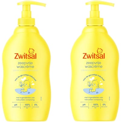Zwitsal - Baby huidverzorging - Zeepvrije Wascrème - 400ml x 2