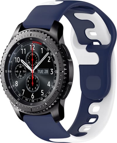 Siliconen bandje - geschikt voor Samsung Galaxy Watch 7 / Watch FE / Watch 6 (Classic) / Watch 5 (Pro) / Watch 4 (Classic) / Watch 3 41 mm / Active / Active 2 / Watch 42 mm - donkerblauw-wit