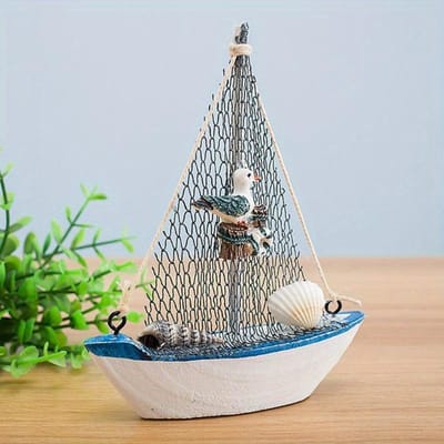 1 st Mini Marine Nautisch Schip Zeilboot Houten Ambachten Sieraden Feestruimte Huisdecoratie