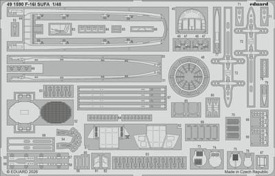 Eduard Modelbouwdecoratie - 491590 Sp - Accessoires Set voor Lockheed Martin F-16I Sufa - Photo-etch