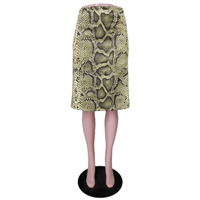 Jupe Longue Midi Serpentine Imprimée Léopard Coupe Ajustée Ligne A Taille Haute Robe Mi-longue Été Jupe Longue Femme L beige