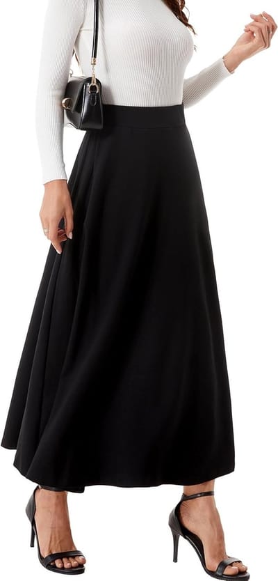 Elegante Lange Rok voor Dames - Stretch, Slim Fit en Plissé - Ideaal voor de Winter