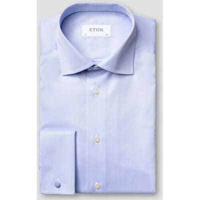 Eton Overhemd Uni Cotton Luxury Signature Twill French Cuffs Licht Blauw / male