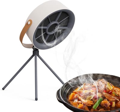 Draagbare afzuigkap, tafelafzuigkap, 3-snelheids afzuigventilator, verstelbare draagbare afzuigkap, geschikt voor campers, fondue en barbecuekeukens, stille werking (oplaadbaar + 2 filtertjes)