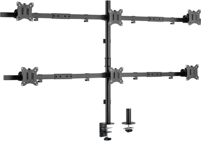 InLine bureaubeugel voor 6 monitoren tot 32 inch | 2x crossbar | full motion