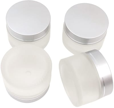 Cosensi - Lege Cosmeticajars - 4 Stuks 50ml Frosted Glazen Potjes - Luxe en Herbruikbaar - BPA Vrij - Voor Make-up en Crème