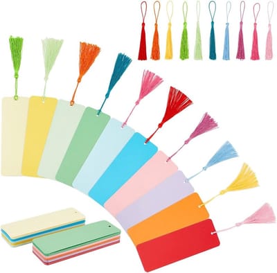 100 Stuks 10 Kleuren Kraft Papier Lege Kaarten met Lint voor DIY Boekenleggers, Cadeau Tags en Feestdecoratie