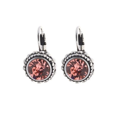 Biba Hang Oorbellen met Klaphaak en Swarovski Steentje Rose Peach