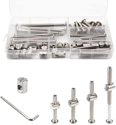 Bedden Schroeven Set - M6 Schroeven - Bedden Monteren - Gegalvaniseerd Staal - 28 Stuks - Zilverkleurig