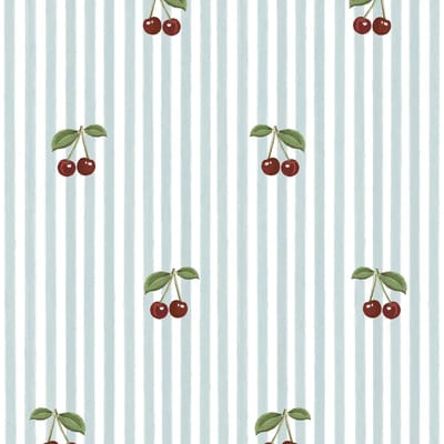 Baby behang Dekornik Little Cherries On Stripes