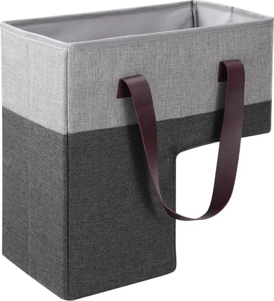 Opbergmand Trap - L-vormige mand - Ruimte Besparen - Met handgrepen - 35 x 37 cm - Grijs