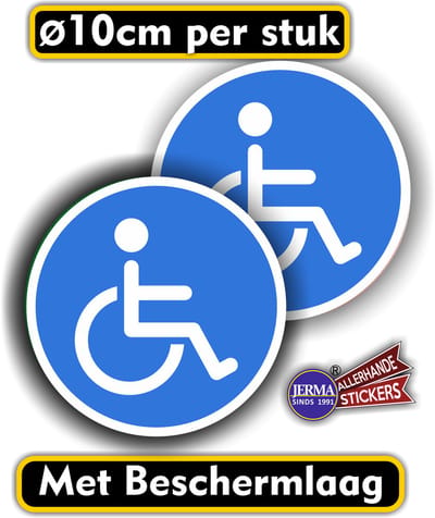 Jerma - Rolstoel toegankelijk - Stickers - set 2 st- Ø 10 cm - Vinyl - Zelfklevend - Weerbestendig