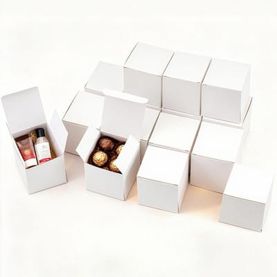 Dailygoods - 15 stuks geschenkdozen kraftpapier wit, 10 x 10 x 10 cm kartonnen dozen, kartonnen dozen met deksel, geschenkdoos vierkant voor geschenken, feest, verjaardag, bruiloft
