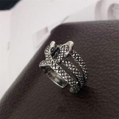 Vintage Punk Gothic Slang Ring Antiek Zilver Open Verstelbaar Cobra Ring Grunge Gothic Accessoires Kantoorbenodigdheden gray