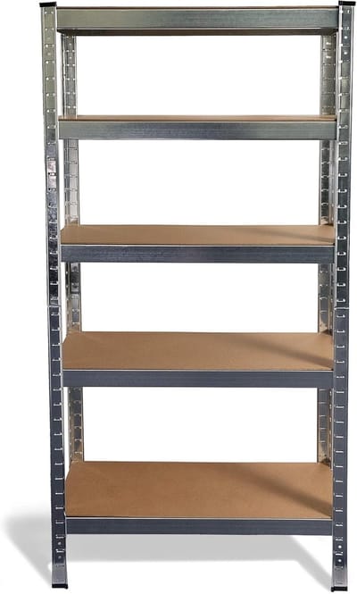 Metalen Opbergrek 70 x 30 x 148 cm - Verstelbaar Kelderrek met 5 Legplanken voor Werkplaats