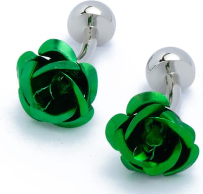 Manchetknopen - Groene Roos Bloemen