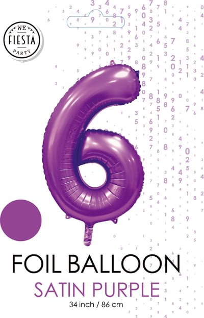 folieballon cijfer 6 mat paars metallic