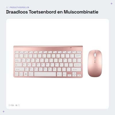 Dailygoods - Draadloos Toetsenbord en Muiscombinatie - Compact toetsenbord - Stille werking - Rose goud - Ergonomisch ontwerp - Geschikt voor desktop...