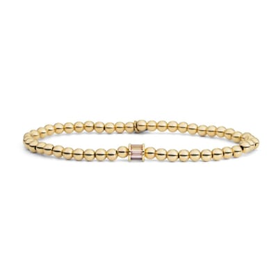Sparkling Jewels Armband | Gold - Baguette Cylinder Purple CZ SB-G-4MM-BA04