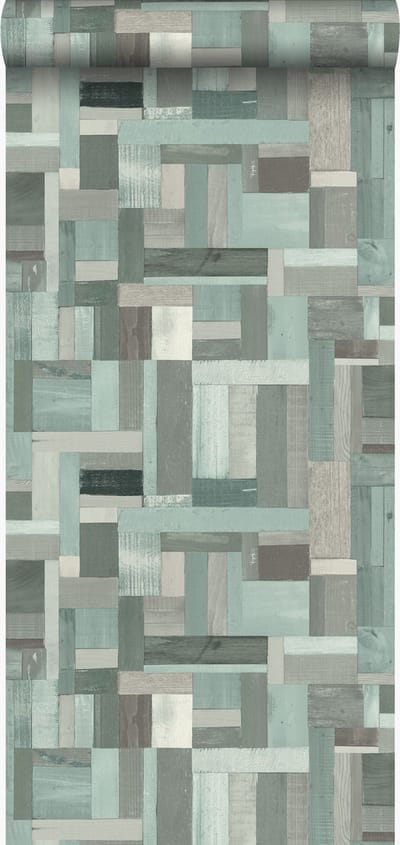 Origin Wallcoverings behang sloophout motief vergrijsd groen - 337225 - 53 cm x 10,05 m