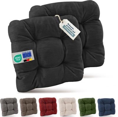Beautissu Set van 2 Premium Stoelkussen 40x40 cm Antraciet – UV-bestendig & Robuuste Zitkussen Stoel Outdoor 8 cm dik Tuin Stoel Kussen voor Balkonstoel Tuinstoel Zitkussen Indoor – HighLux SK