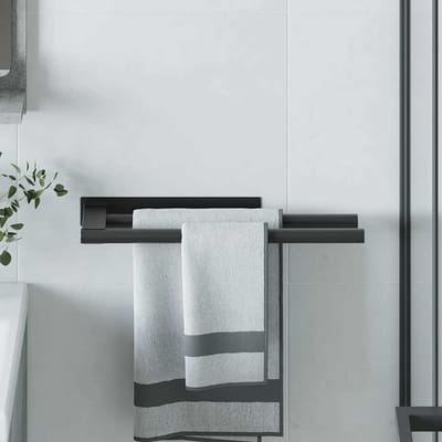 vidaXL - Handdoekenrek - Zwart - 40 - x - 9 - x - 4 - cm - Roestvrij - staal