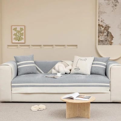 Nordic Sofakussen Licht Luxe Modern Vier Seizoenen Universeel Nieuw Kaki Gestreept Kussenhoes Hoes Handdoek 45x45mx1 pillowcase gray