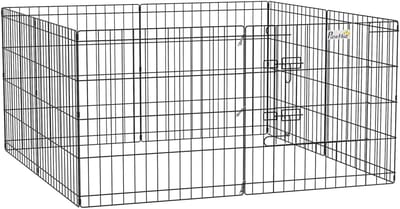 Archi puppyren - Hondenbench – Hondenren - Hondenhek - 8 Panelen – Metaal – Binnen & Buiten – Zwart – 61 x 61 cm Per Paneel