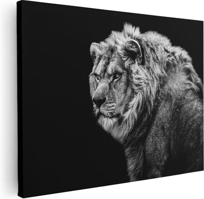 Artaza Canvas Schilderij Leeuwenkop - 40x30 cm - Klein - Muurdecoratie Dieren - Wanddecoratie Woonkamer - Schilderijen Op Canvas