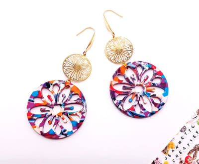 Jeannette-Creatief® - Oorbellen - Resin - Festival Bohemien Oorbellen Mandala Mixed Colors - Mandala - Oorbellen Bloem - Carnaval - Festival - Oranje Rood Wit Blauwe Oorbellen - Statement Oorbellen - Koningsdag - Filigraan - Voetbal - WK