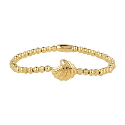 My Bendel - Goudkleurige Armband met Schelp Bedel - Strandcharme - met Luxe Cadeauverpakking | Sieraden Voor Dames