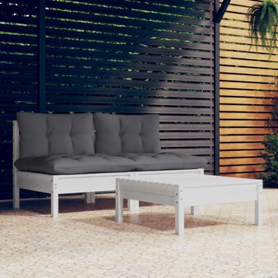 vidaXL - 3-delige - Loungeset - met - antracietkleurige - kussens - grenenhout