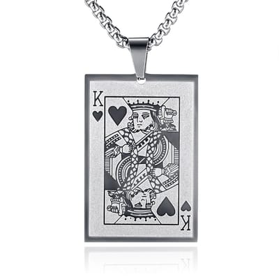 Zilverkleurige Venetiaanse Heren Schakelketting met Koning Hanger