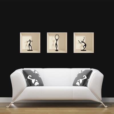 Sticker met 3D-effect van dansersfiguurtjes, 30 x 90 cm