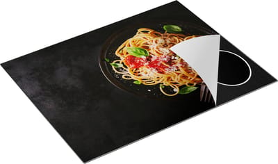 Chefcare Inductie Beschermer Bord Italiaanse Spaghetti op een Marmeren Plaat - 77x59 cm - Afdekplaat Inductie - Kookplaat Beschermer - Inductie Mat