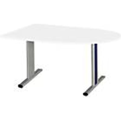 Schäfer Shop  Select Vergadertafel Planova, halve cirkel, 1400 x 1000 mm, wit, accentlijst gentiaanblauw
