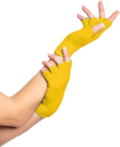 Partychimp Voordeelverpakking 6 pack Vingerloze Handschoenen voor bij Carnavalskleding Dames Carnaval Accessoires Verkleedkleren Volwassenen - Geel - Katoen/Polyamide/Elastaan - One-Size - 6 pack