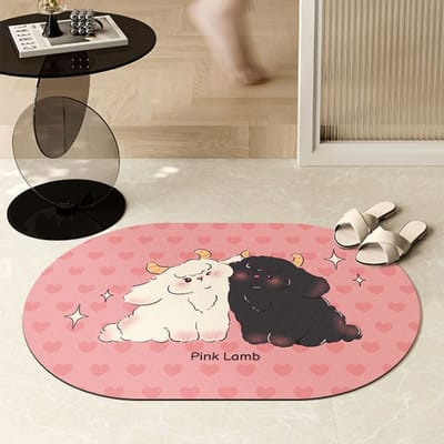 Roze Liefde Cartoon Schattig Huishouden Toilet Deurmat Sneldrogend Antislip Absorberende Mat Badkamer Toilet Voetmat 40 * 60CM [Crystal Fleece] gray