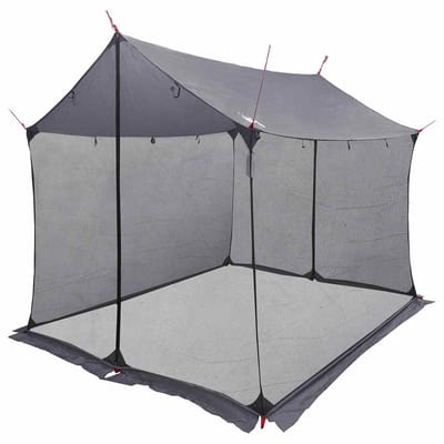 vidaXL - Campingzeil - met - netwanden - 270 - x - 210 - x - 210 - cm - Grijs - en - Oranje