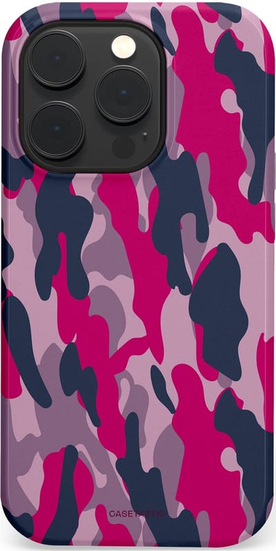 Casetastic hoesje geschikt voor Apple iPhone 14 Pro - MagSafe - Dubbellaagse bescherming - Urban Pink Camo - Fashion Case - Lila Roze Donkergrijs Grijs