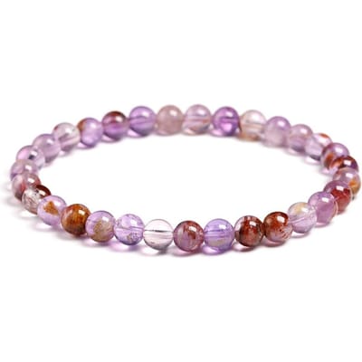Echte natuurlijke Auraliet 23 armbanden natuursteen stretch amethist ronde kraal edelsteen armband vrouwen mannen fijne sieraden cadeau 17cm 6.7inch gray