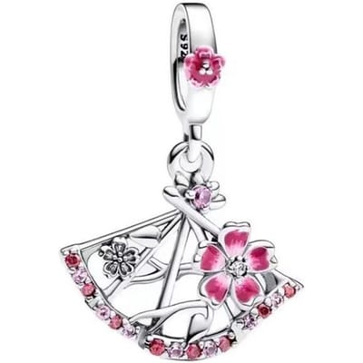 Fijne Sprankelende Roze Kersentakjes Roze Madeliefje Bloempje Clip Bedels Kralen Passend op Originele Armbanden Diy Dames Sieraden Cadeaus white