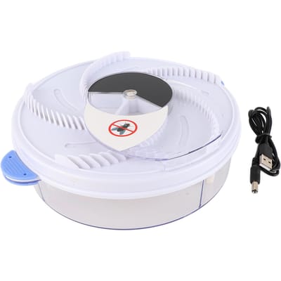 Piège à mouches électrique Recharge USB Silencieux 360 degrés Attrape-mouches automatique pour Cuisine Hôtel Restaurant Cantine white