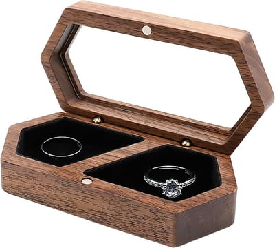 Elegante Ringdoos voor Trouwen en Verloving, Zachte Velours Binnenvoering, Zwart, Perfect voor Sieradenopslag
