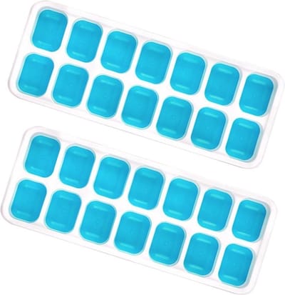 IJsblokjes Met Flexibele Bodem | 2-Pack | IJsblokjesvorm | IJsblokjesmaker | Met Klikdeksel | Blauw