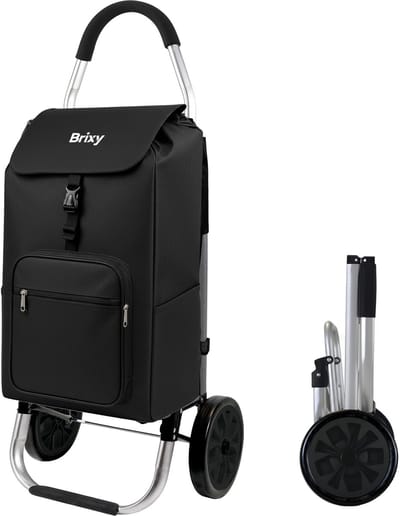 Brixy Boodschappentrolley - Opvouwbaar - Met Wielen - Afneembare Boodschappentas - Boodschappenwagen - Zwart