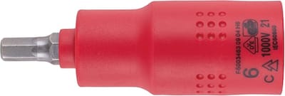 Wurth - VDE dopsleutel 1/2 inch zeskant - Geïsoleerde VDE-dopsleutel 1/2 inch Voor binnenzeskantschroeven x 1 st Soort aandrijving Binnenvierkant Sleutelwijdte 6 mm