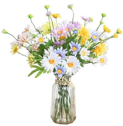 Dailygoods- Kunstbloemen 6 Stuks - Kunstmatige Madeliefjes - UV-bestendig - Binnen/Buiten - Tafel Centerpieces - 52 cm Lang - Nep Bloemen